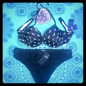 🦋 black and white HOLLISTER  BIKINI 👙 set NWT